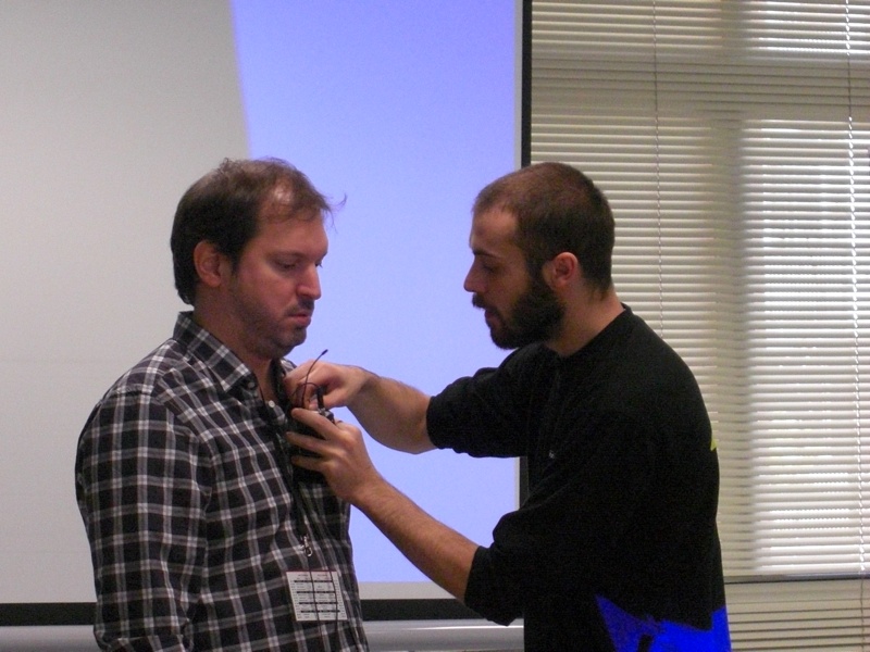 "Pablo Delgado Cassandra and Ruby: With the microphone" "Pablo Delgado Cassandra and Ruby: With the microphone"